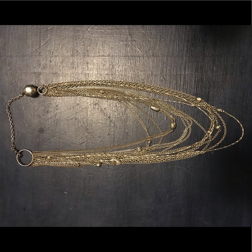 Antique Silver tone layered necklace